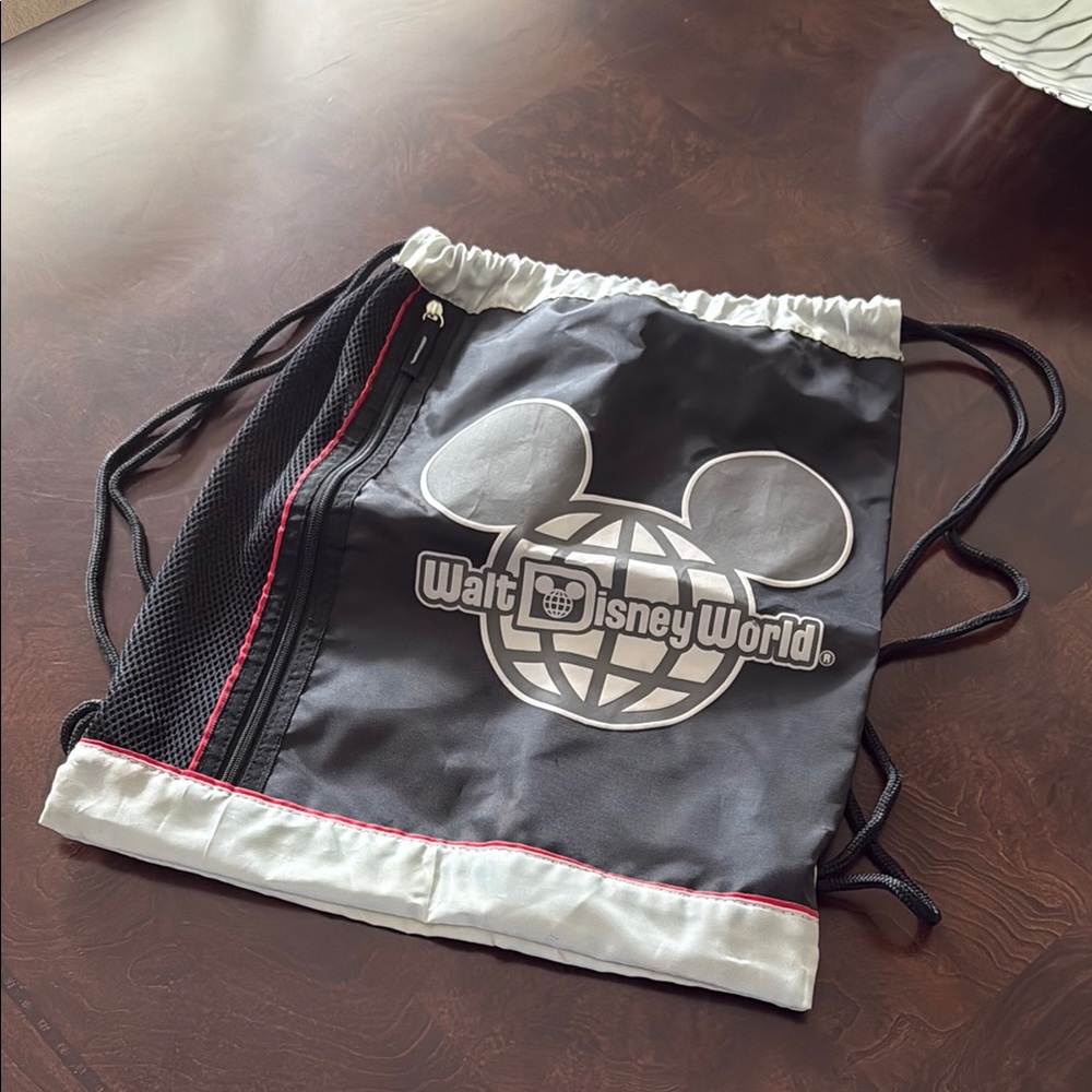 Disney Black and White Backpack with Drawstring Closure